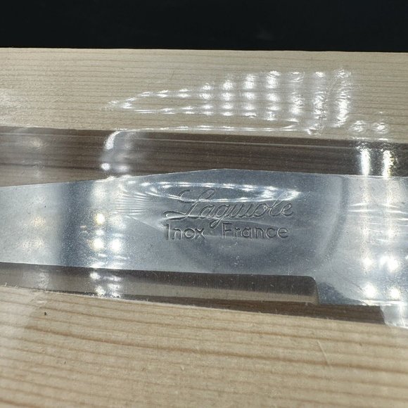 Laguiole Cheese Knife Stainless Khaki Brown Fork Tip French Authenticity Certif - Picture 3 of 9